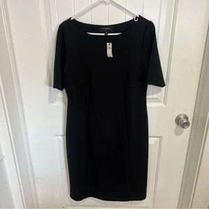 Banana Republic Black Midi Dress with Short Sleeves NWT Size M Stretch